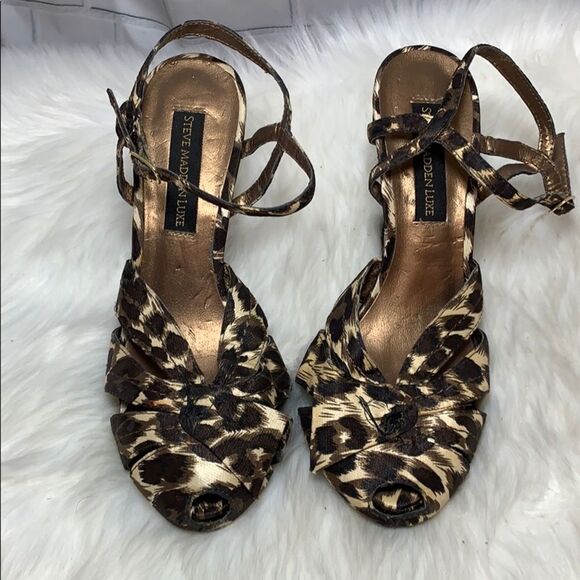 Steve Madden Luxe Clara Cheetah Peep Toe Shoes 8.5 - Picture 2 of 6